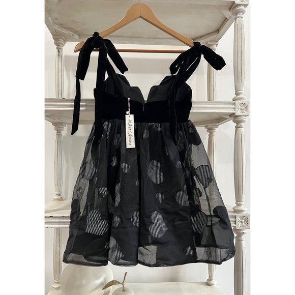 For Love & Lemons Alexandra Mini Dress Velvet Heart Houndstooth Size XS - Picture 8 of 8